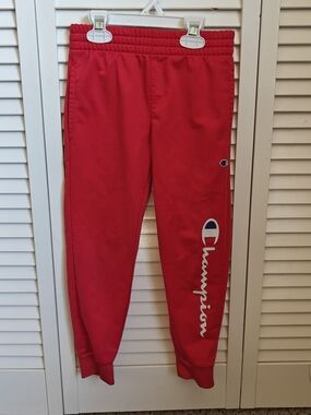 Champion Kids' Red Logo Jogger Sweatpants Unisex Size 6